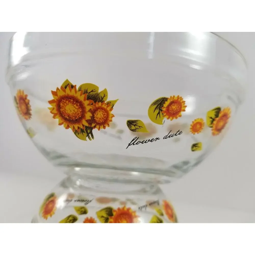Sunflower Glass Bowl Set Imperial 2 Piece Cereal Fruit Prep Dip Granny Cottage